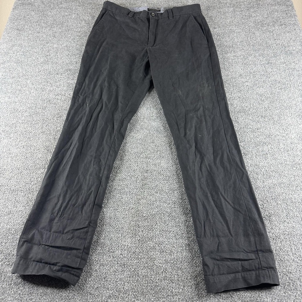 Banana Republic Aiden Chino Pants Mens 33x34 Black Cotton Straight Flat Front
